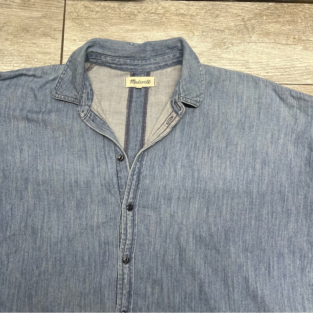 Madewell Indigo Ruffle-Side Shirt S - Picture 3 of 8